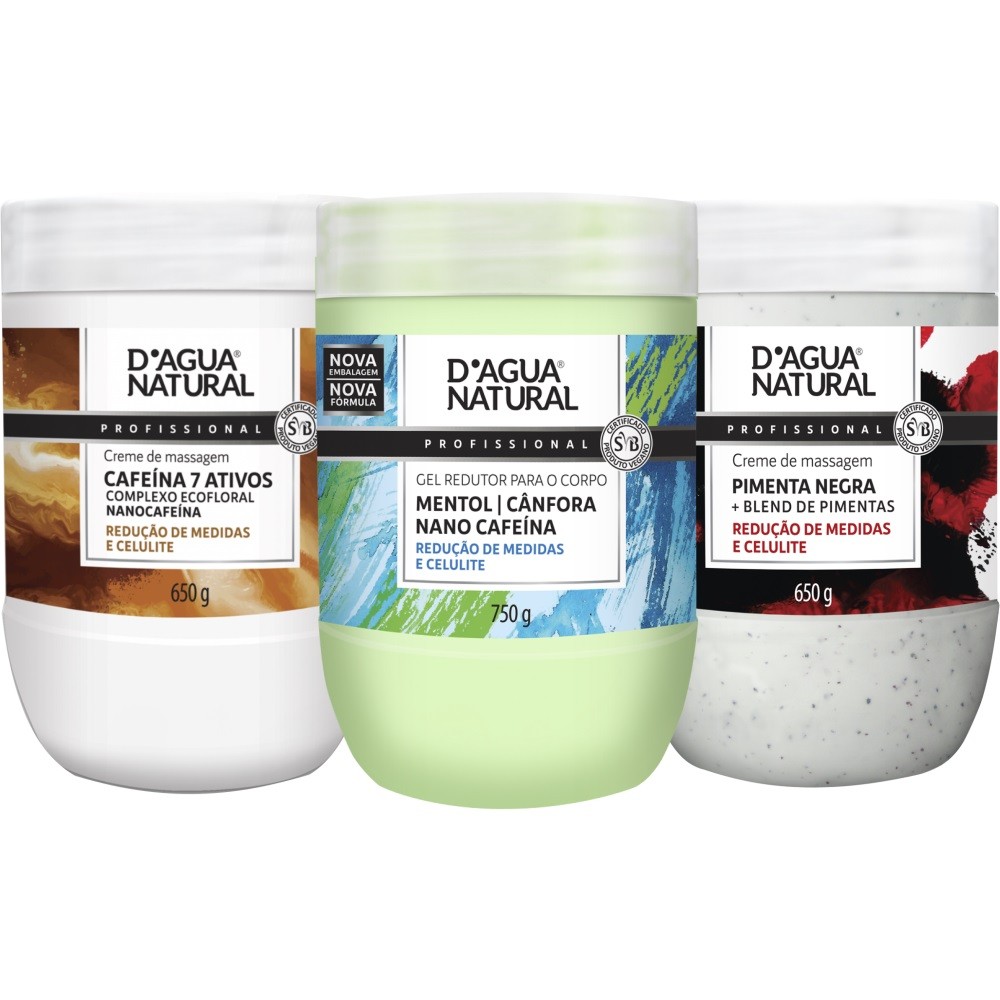 Kit pimenta negra + cafeina 7 ativ + gel redutor dagua natural
