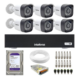 Kit 6 Câmeras Segurança Full HD DVR Intelbras 8 Canais Com HD Completo