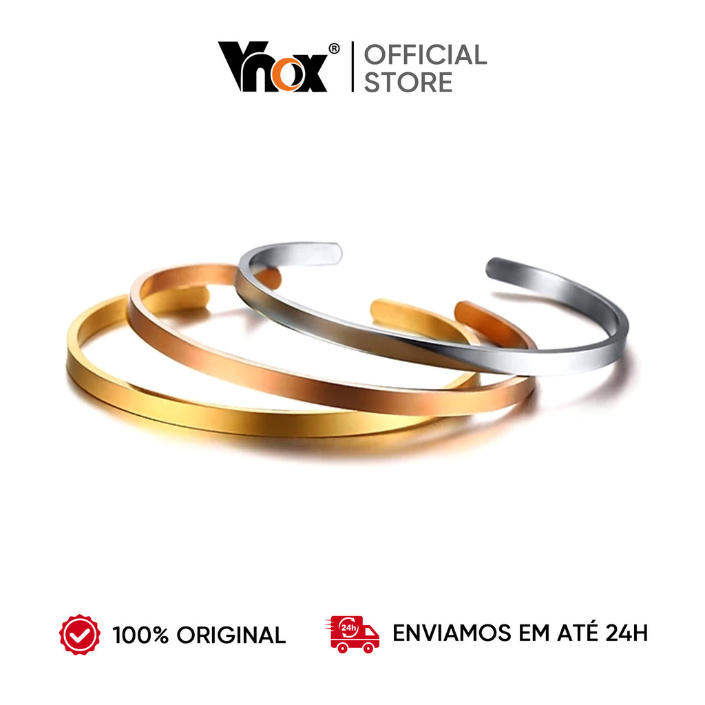 Vnox Gravura Personalizado Pulseira De Aço Inoxidável Abrir Cuff Bracelet Jóias Presente Para Mulheres Dos Homens em Oferta na Shopee