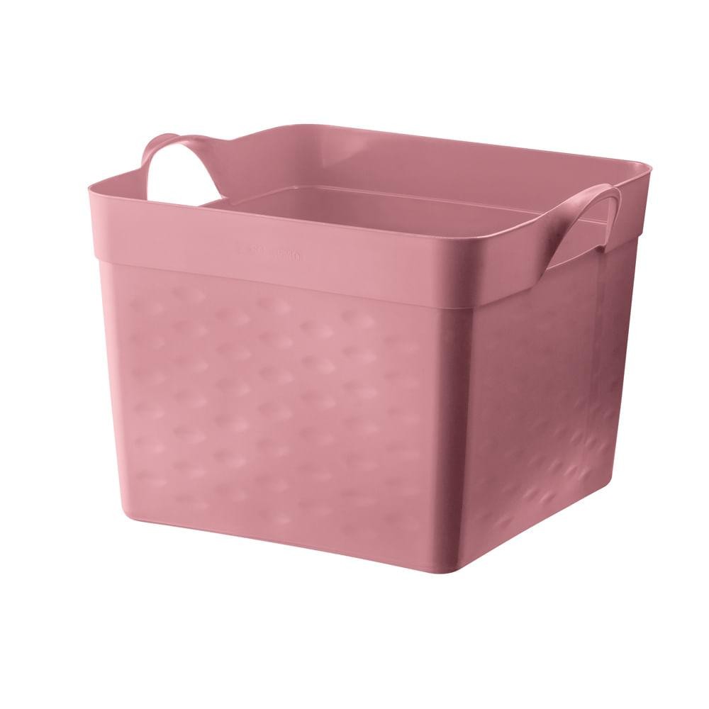 Cesto Organizador Quadrado Plástico Rosa 22L Moolti Sanremo
