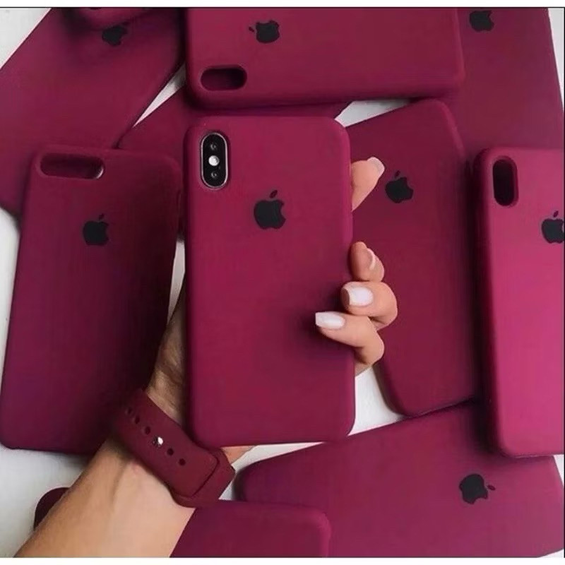 Capa Case capinha cor BORDO Premium silicone case aveludada dentro iPhone 5SE 11 12 13 14 15 ao 16 PRO MAX
