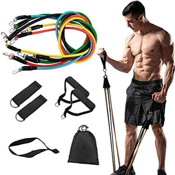 Kit 11 Elastico Extensor Treino Funcional Academia Em Casa Ginastica Mais 5 Mini Bands Faixas Funcional Exercícios