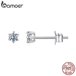 Brincos De Prata Esterlina 925 Bamoer Seis Pontas Moissanite S Joias Presente Feminino