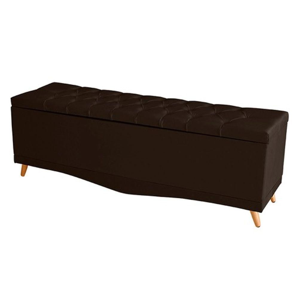 Recamier Calçadeira Baú Barcelona King 195 Cm Botão Encapados Pés Palito Suede Marrom Do Lar Móveis