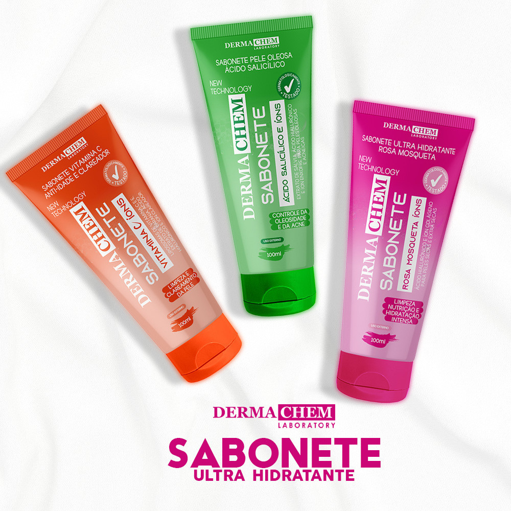 Dermachem Sabonete Limpeza e Nutrição/Vitamina C/Rosa Mosqueta/Controle Oleosidade