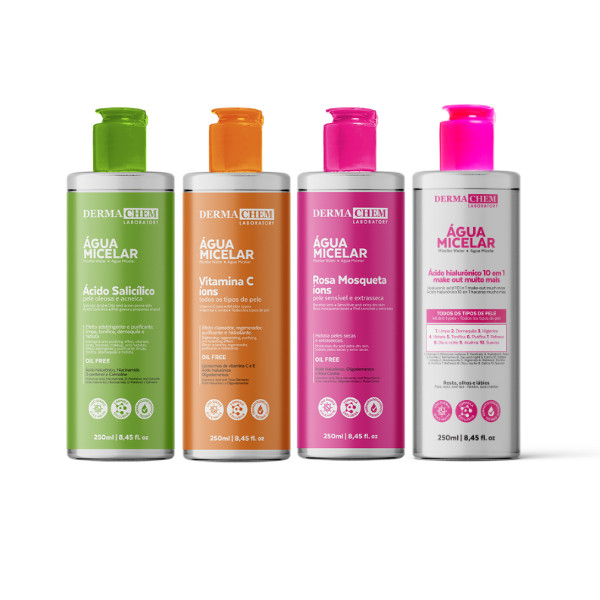 Água Micelar Dermachem 250ml Kit com 4