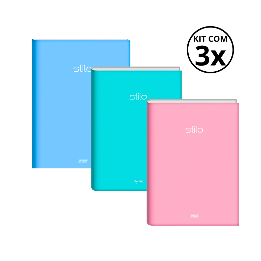 Kit Com 3 Cadernos Brochura 80 Fls Pautado Capa Dura - Stilo em Oferta na Shopee