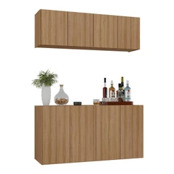 Kit Bar Armário Aéreo e Aparador 4 Portas Multimóveis MP1075