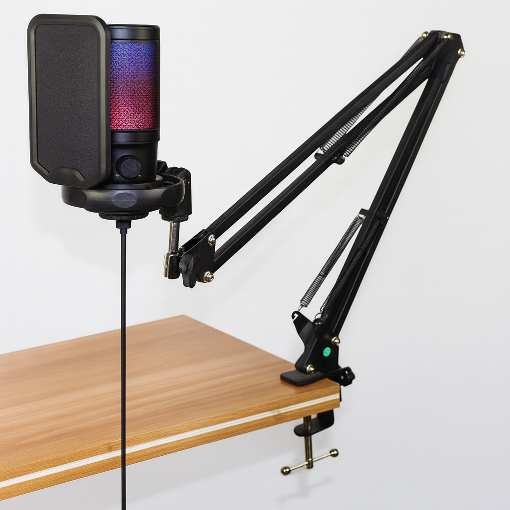 Microfone Gamer Condensador Led Rgb + Braço Articulado em Oferta na Shopee