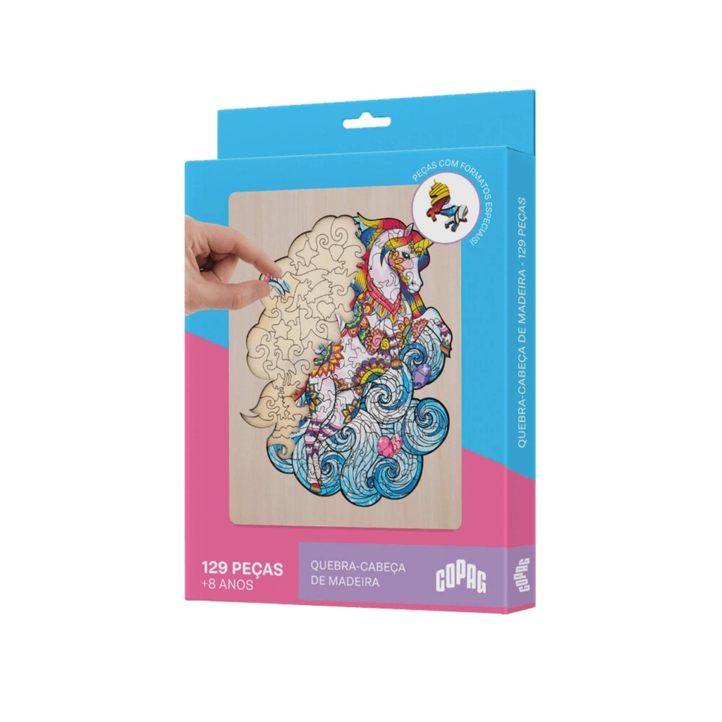 Jogo Quebra-Cabeça de Madeira Estampa Unicórnio com 129 Peças Copag - 33368 em Oferta na Shopee