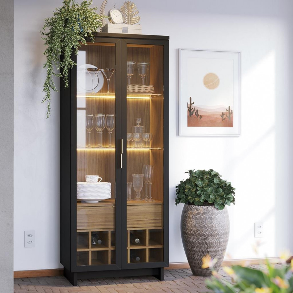 Cristaleira 2 Portas Led Guanabara Colibri - Home & Living