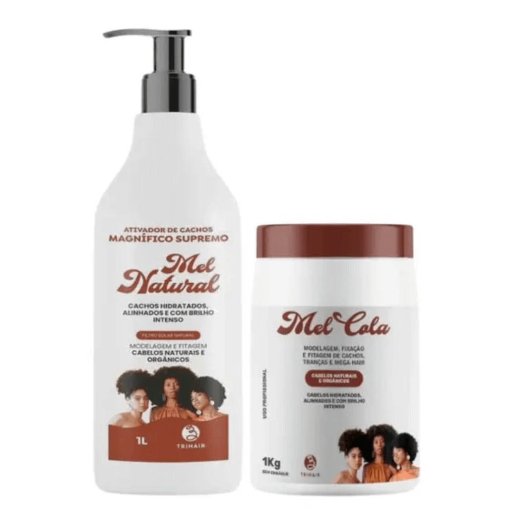 Kit Trihair - Modelador Mel Cola 1000g + Ativador de Cachos Mel Natural 1000ml
