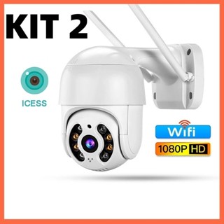 KIT  Câmera Segurança Wifi Smart IP ICSEE A8 Áudio Infravermelho Sem Fio Casa-MOBY