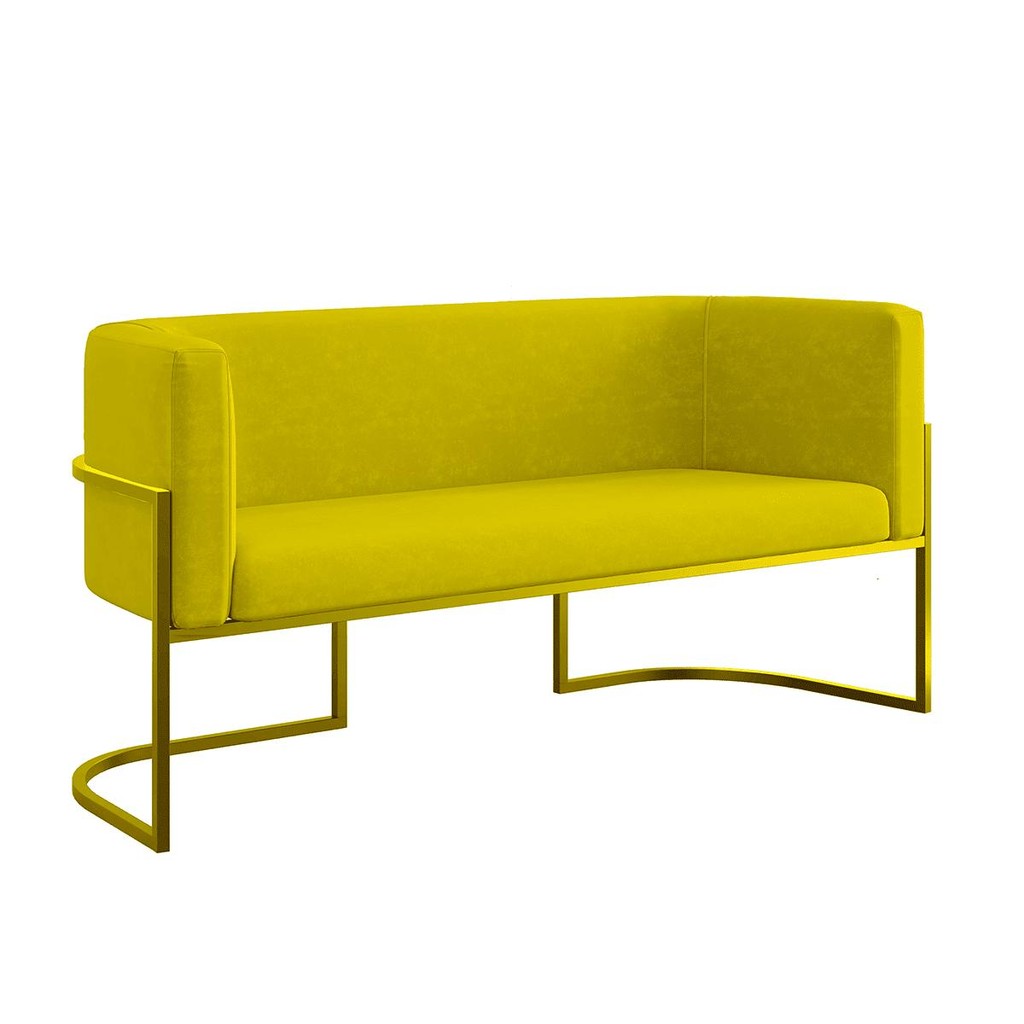 Sofá Namoradeira 2 Lugares Moderna Base Metal Gold – Balaqui