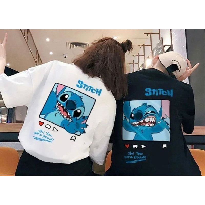 Camiseta Básica Casal Filme Lillo Stitch Desenho Moda Cartoon TOP Envio Rápido