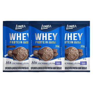 Kit 3 Wheys Protein Isolado e Hidrolisado Linea Sabor Maxxi Chocolate Sachê de 30g em Oferta na Shopee
