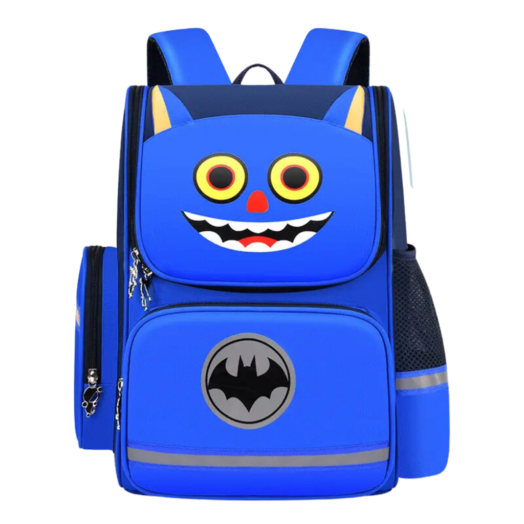 Mochila Escolar Infantil com Desenho Morcego Azul em Oferta na Shopee