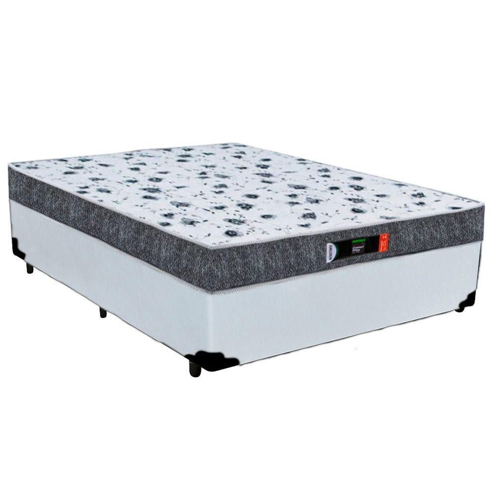 Cama Box Casal + Colchão Ortopédico Resistente Pró D28 Colchões 138x188x60 Branco