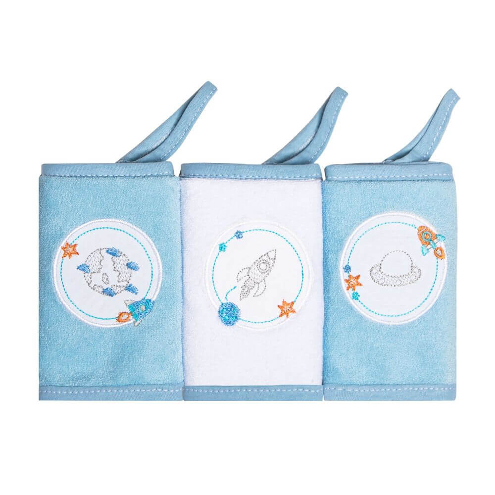 Kit Pano De Boca Papi Bordados Com Prendedor Planetas - 03 Peças em Oferta na Shopee
