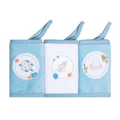Kit Pano De Boca Papi Bordados Com Prendedor Planetas - 03 Peças