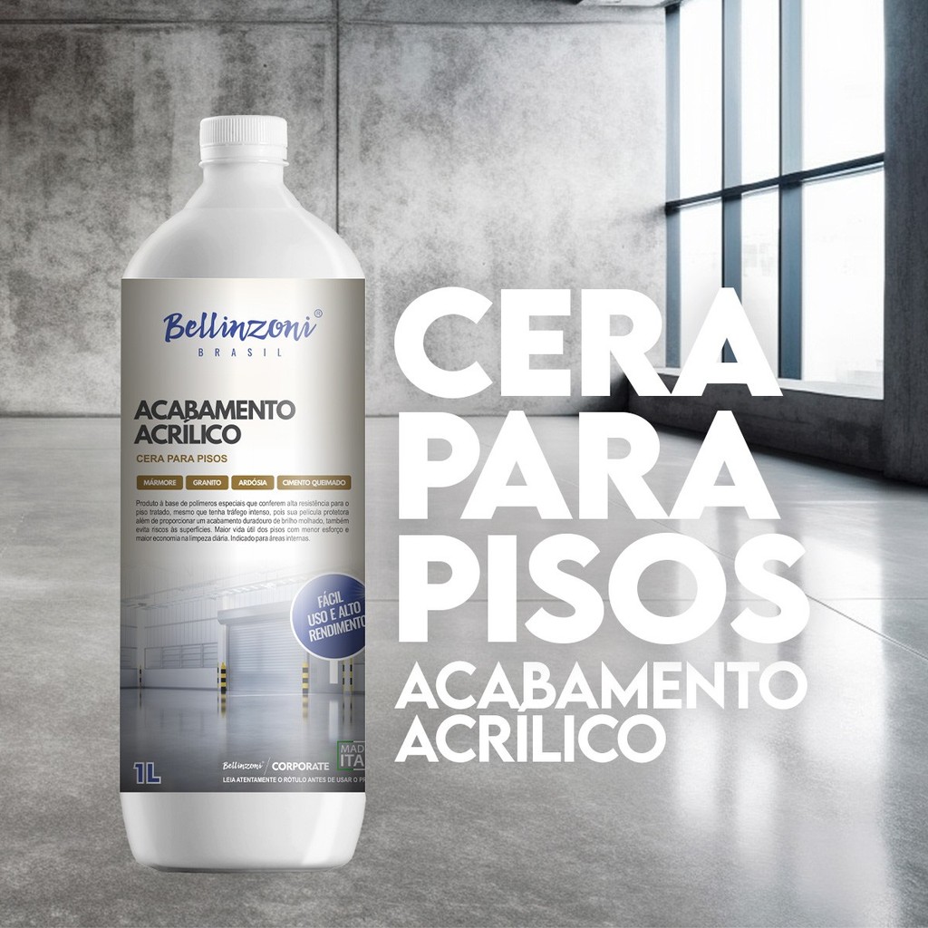 Acabamento Acrílico - Cera para pisos - Mármore, granito, ardósia, cimento queim