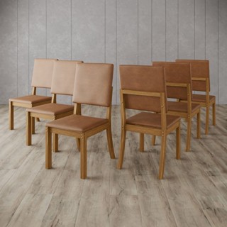 Kit 6 Cadeiras Estofadas para Mesa de Jantar Milla Plus Nature/Corano Caramelo em Oferta na Shopee