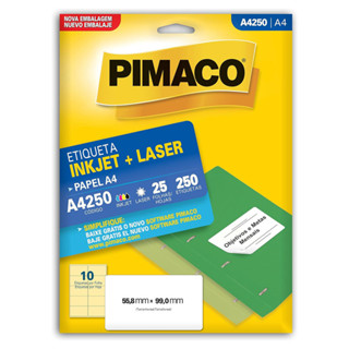 Etiqueta inkjet/laser A4250 com 25 folhas Pimaco em Oferta na Shopee