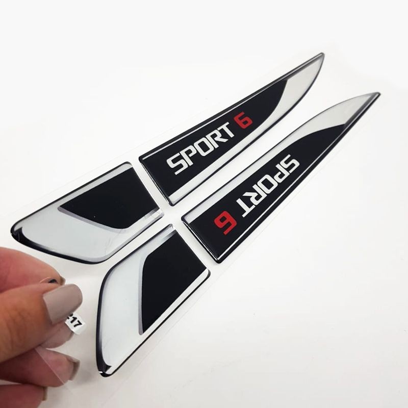 Detalhes do Par Aplique Lateral Cruze Sport6 Emblema Resinado Decorativo