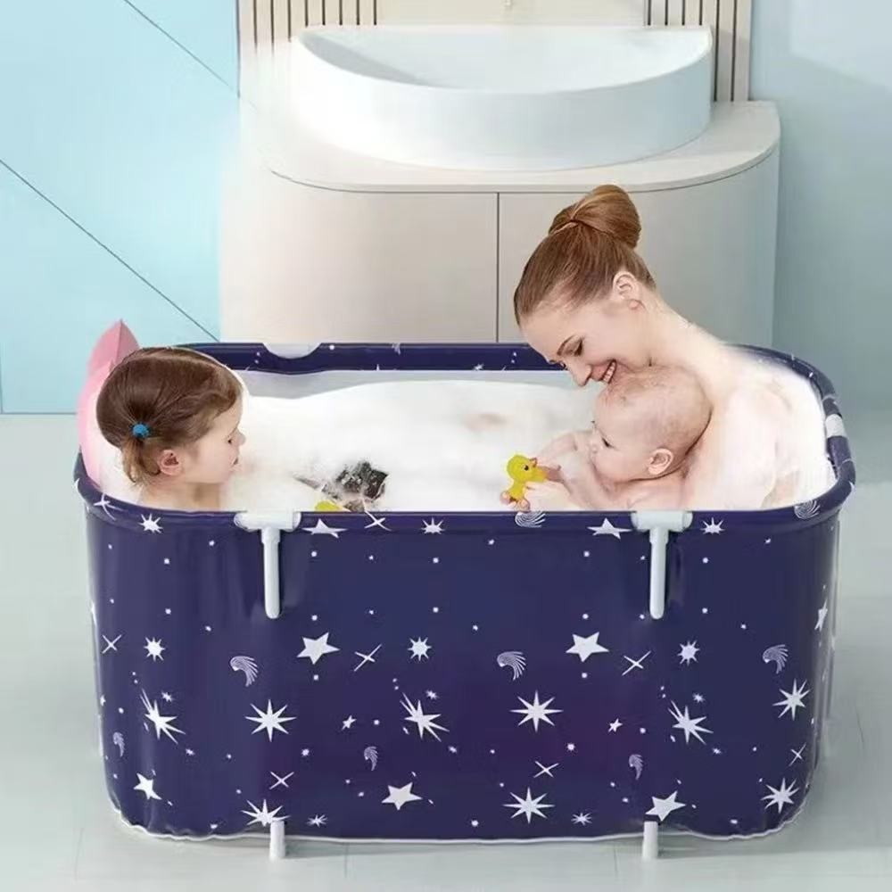 Banheira Ofurô Dobrável Portátil Retangular PVC Com Encosto pequeno padrão de estrela--712...