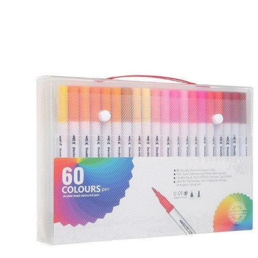 Kit12/24/36/48/60/80/100/120 pecas Caneta Brush Pen com dupla pincel estilo brushpen e pon...