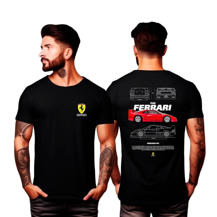 Camiseta Ferrari F40 100% Algodão Unissex Lançamento