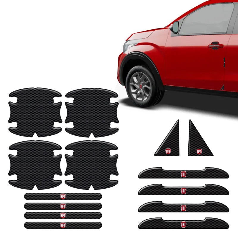 Kit Protetor Maçaneta Fibra de Carbono Fiat Alto Relevo em Oferta na Shopee