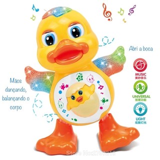 Pato Dançarino Musical á Pilha Anda Com Sons e Luzes Divertido Envio Rápido em Oferta na Shopee