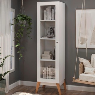 Estante Livros Genialflex Malta 1 Porta de Vidro Branco em Oferta na Shopee