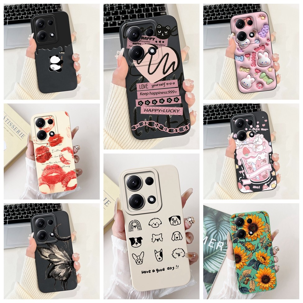 Capa Traseira Para Redmi Note 14S Caso Silicone Luxo Amor Bonito Gato Panda Padrão Embalagem À Prova De Choque Pára-Choq em Oferta na Shopee