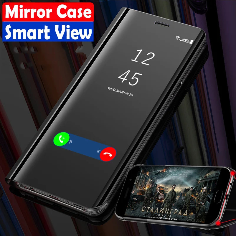 Para Samsung Galaxy Note 9 8 10 20 S21 S20 FE S8 S9 S10 Plus S10e S7 Borda Ultra Espelho De Couro Inteligente Flip Suppo