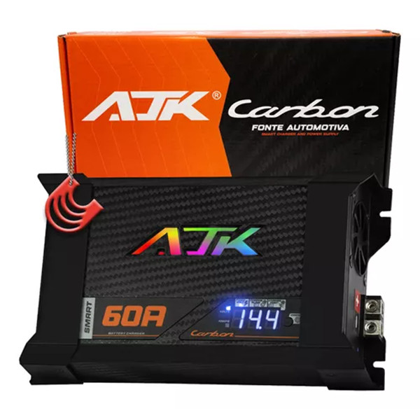 Fonte Ajk 60a Carbon Smart 12v Bivolt Carregador Bateria TOP