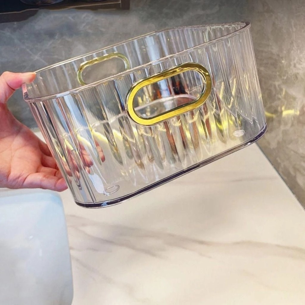 Caixa de Armazenamento Transparente Multiuso Resistente Decorativa Multiuso Casa Cozinha Escritório