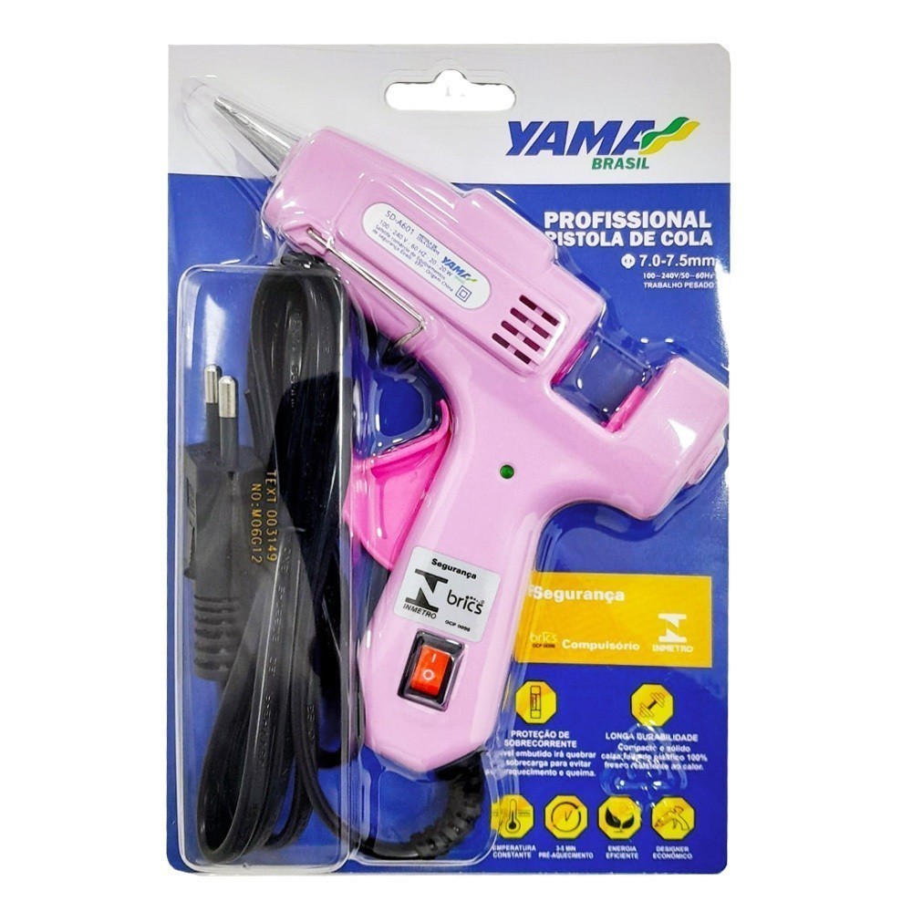 Pistola De Cola Quente Profissional Rosa Pequena Bico Fino Com Botão De Liga E Desliga Bivolt Yama a em Oferta na Shopee