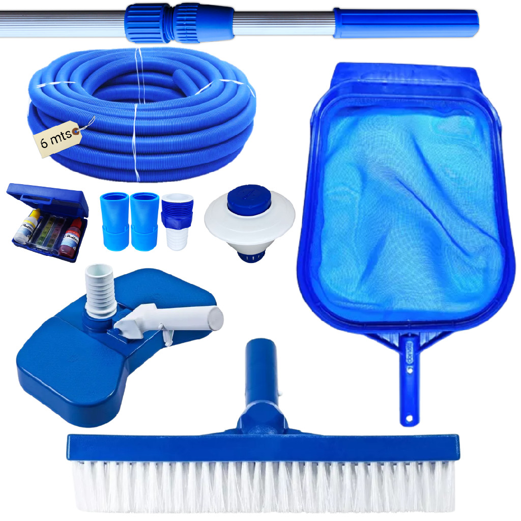 KIT LIMPEZA COMPLETO PARA PISCINAS CABO 2 MT MANGUEIRA 6MT