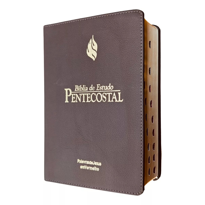BIBLIA DE ESTUDO PENTECOSTAL | ARC | CAPA DE COURO LEGÍTIMO MARROM ESCURO