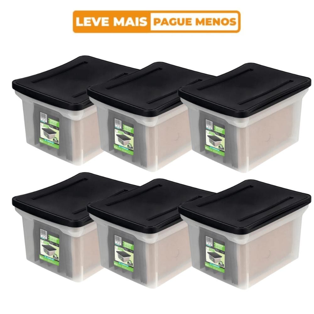Kit 6 Caixas Organizadoras Arquivo Larga Empilhável Cristal Ordene em Oferta na Shopee