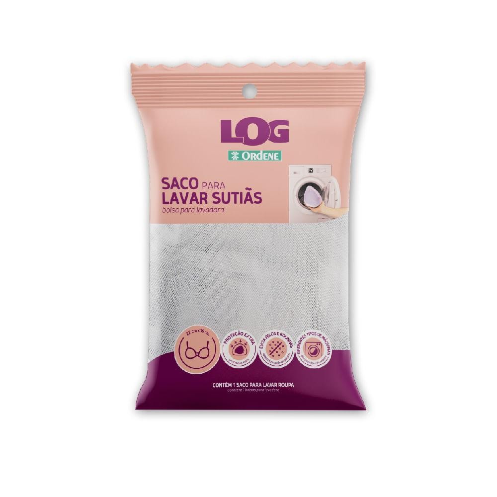 Saco para Lavar Roupa Delicada Sutiã Branco/Rosa Log Ordene - Home & Living
