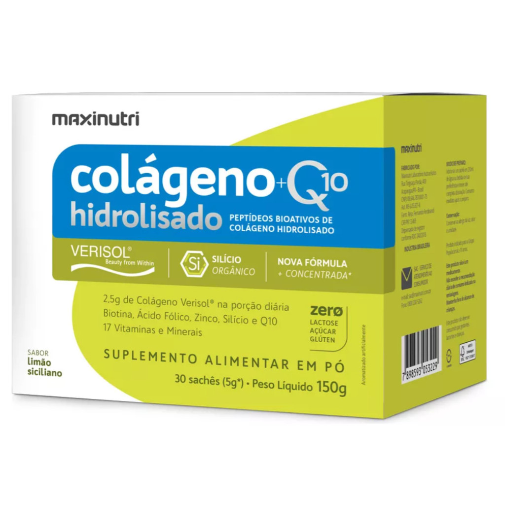 Colágeno Verisol Sachê Limão Siciliano 30x5g + Q10 Maxinutri