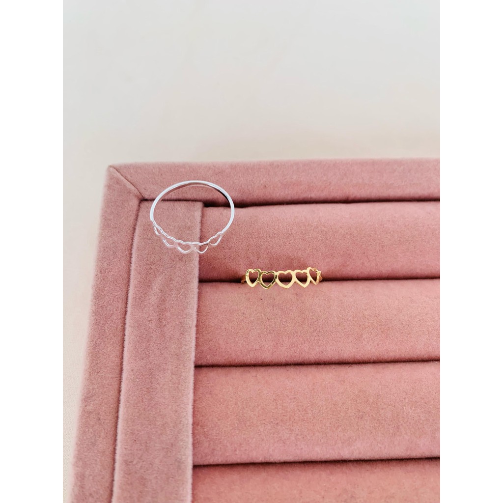 Anéis semi joia prata 925 e ouro 18k modelo coração