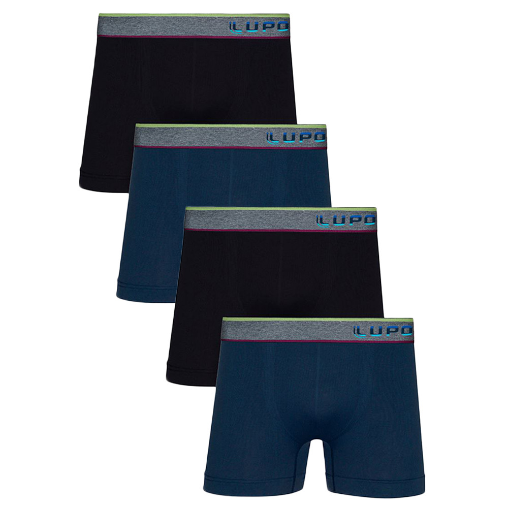 Kit 4 Cuecas Boxer Lupo Algodão Com Elastano