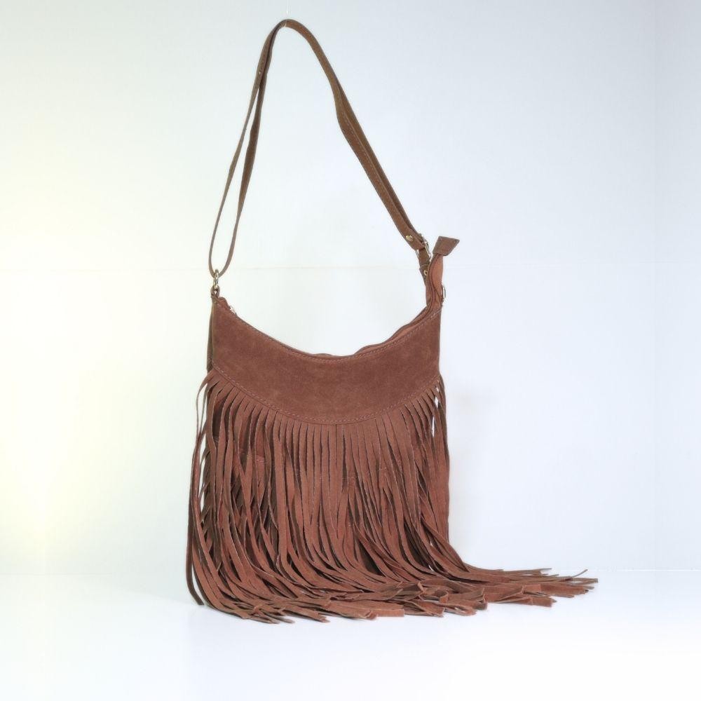 Bolsa de Camurça com Franja Estilo Boho