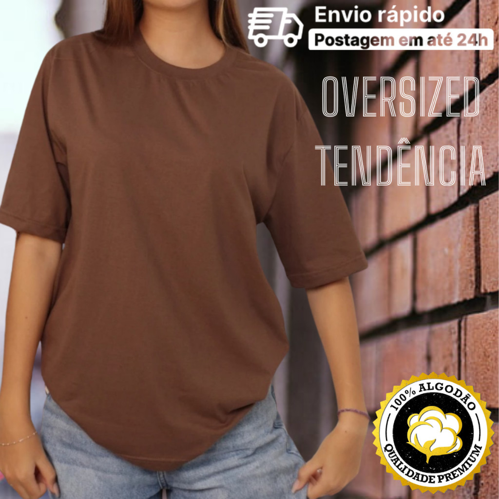 MAX CAMISA FEMININA LISAS OVERSIZED Streetwear Casual Algodão Penteado Camiseta Blusa T-Shirt Comfy