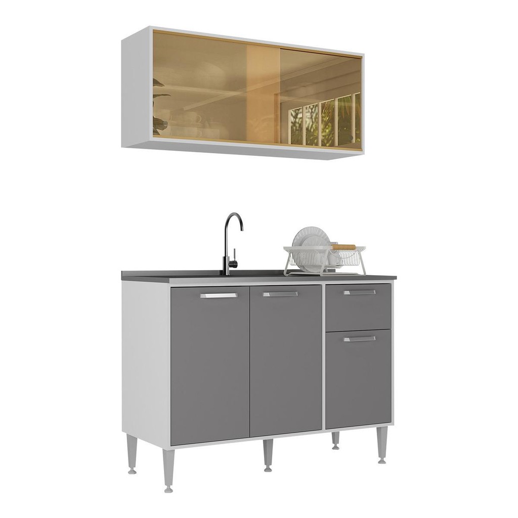 Armário de Cozinha com Balcão para Pia Siena Multimóveis MP2216 em Oferta na Shopee