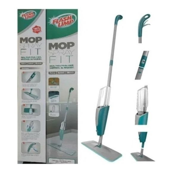 Mop Spray Fit Microfibra Verde Reservatório 365ml Flash Limp Rodo MOP0556 Original Esfregão Vassoura Limpa e Seca - Home & Living